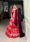 Red Colour Tasar Silk With Printed Lehenga With Blouse Dupatta Wholesale Market In Surat LNB1032